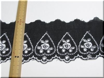 画像3: 「綿レース」　バラ柄刺繍　黒 3　10cm
